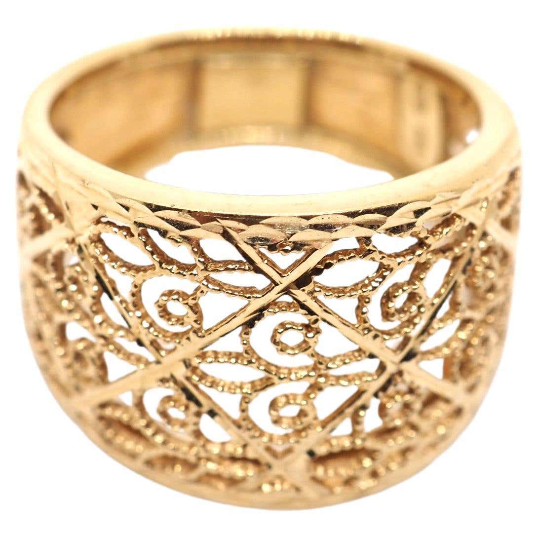 Filirgree Rings Filigree Ring 18 Karat Yellow Gold For Sale at 1stDibs