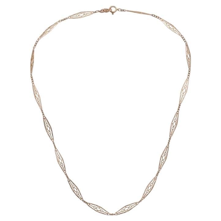Filigree 18kt Rose Gold Chain Necklace Circa 1900 For Sale