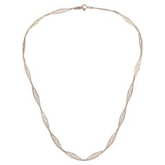 Filigree 18kt Rose Gold Chain Necklace Circa 1900