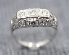 Filigree 1940's Engagement Ring with Old European Transitional Cut Diamond