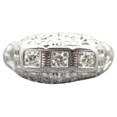Filigree 1940's Engagement Ring with Old European Transitional Cut Diamond