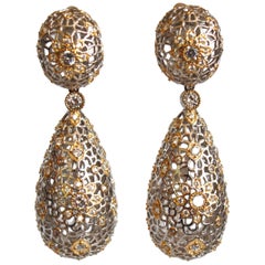 Filigree and Zircon Clip Earrings