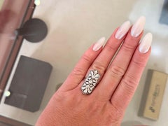 Anello con diamante alto in stile Art Deco in filigrana, oro bianco 14K