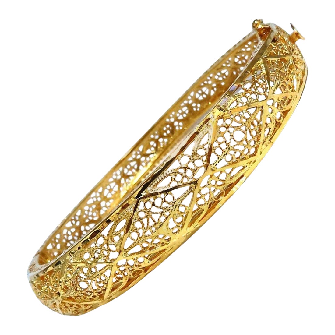 Filigree Bangle Bracelet 14kt* For Sale