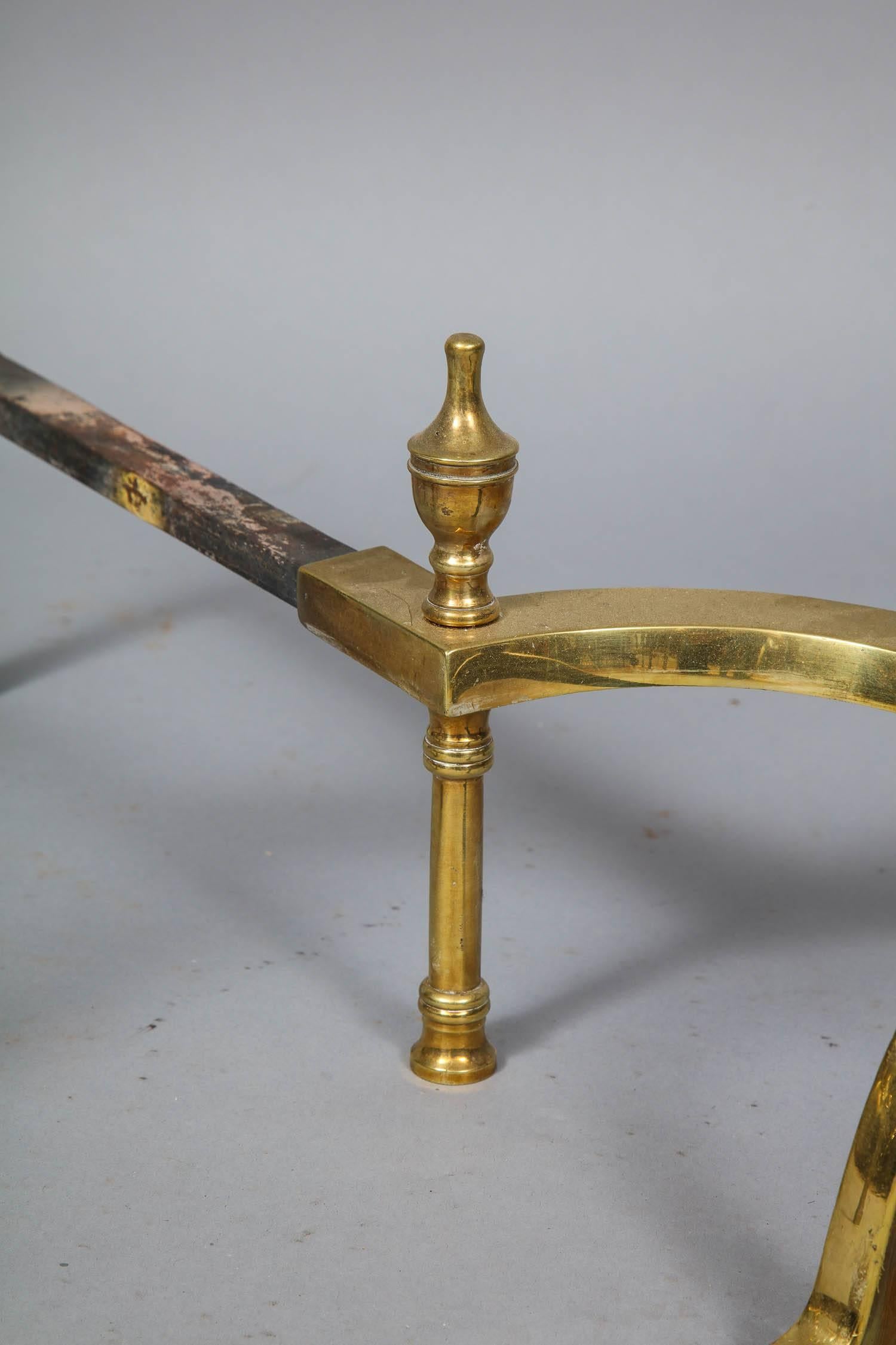 Early 20th Century Filigree Brass Andirons