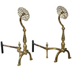 Filigree Brass Andirons