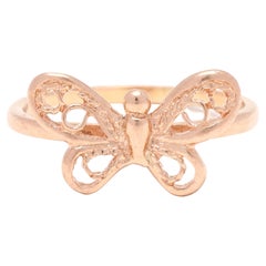 Filigree Butterfly Ring, 14k Rose Gold, Ring, Everyday Butterfly Ring
