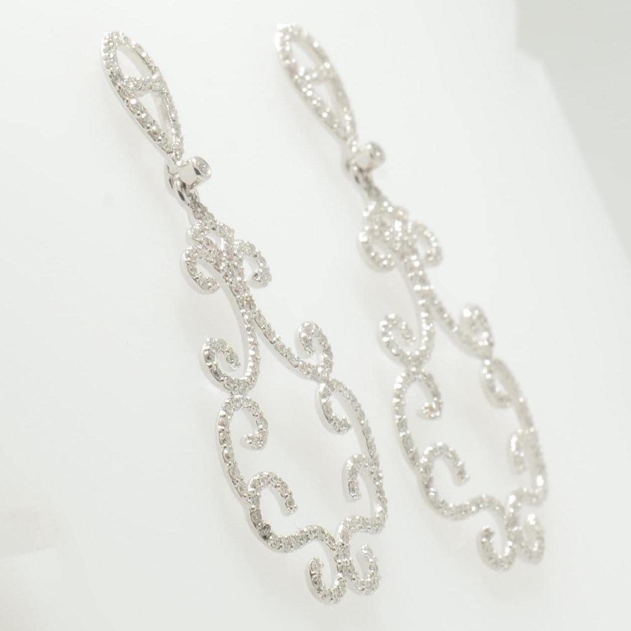 Boucles d'oreilles pendantes Filigree Chandelier en or massif 14K (certifié) Pour femmes en vente