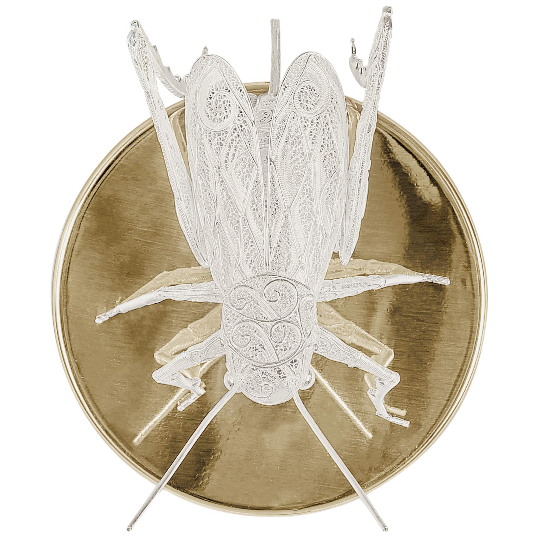 Filigree Cricket Sconce in Gold-Plated Brass For Sale