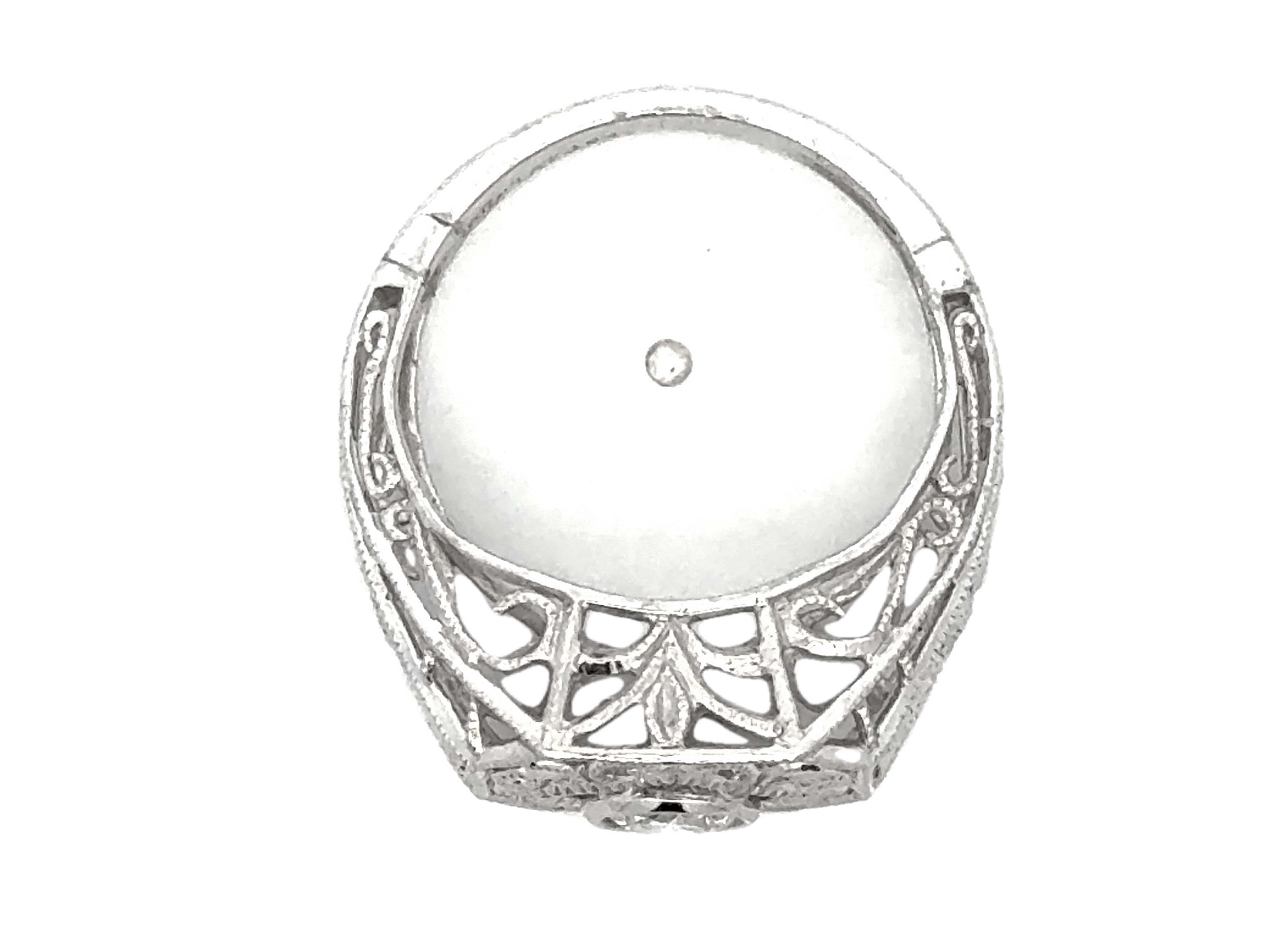 Filigree Cushion Shaped Brilliant Cut Diamond Platinum Ring For Sale 3