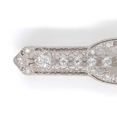 Filigree Deco Platinum 3 Carat Tw Diamond Pin GIA