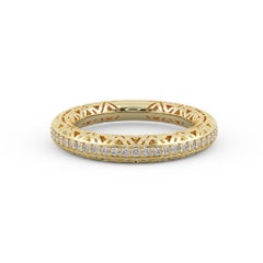 Filigree Diamond Band Ring 14k Yellow Gold