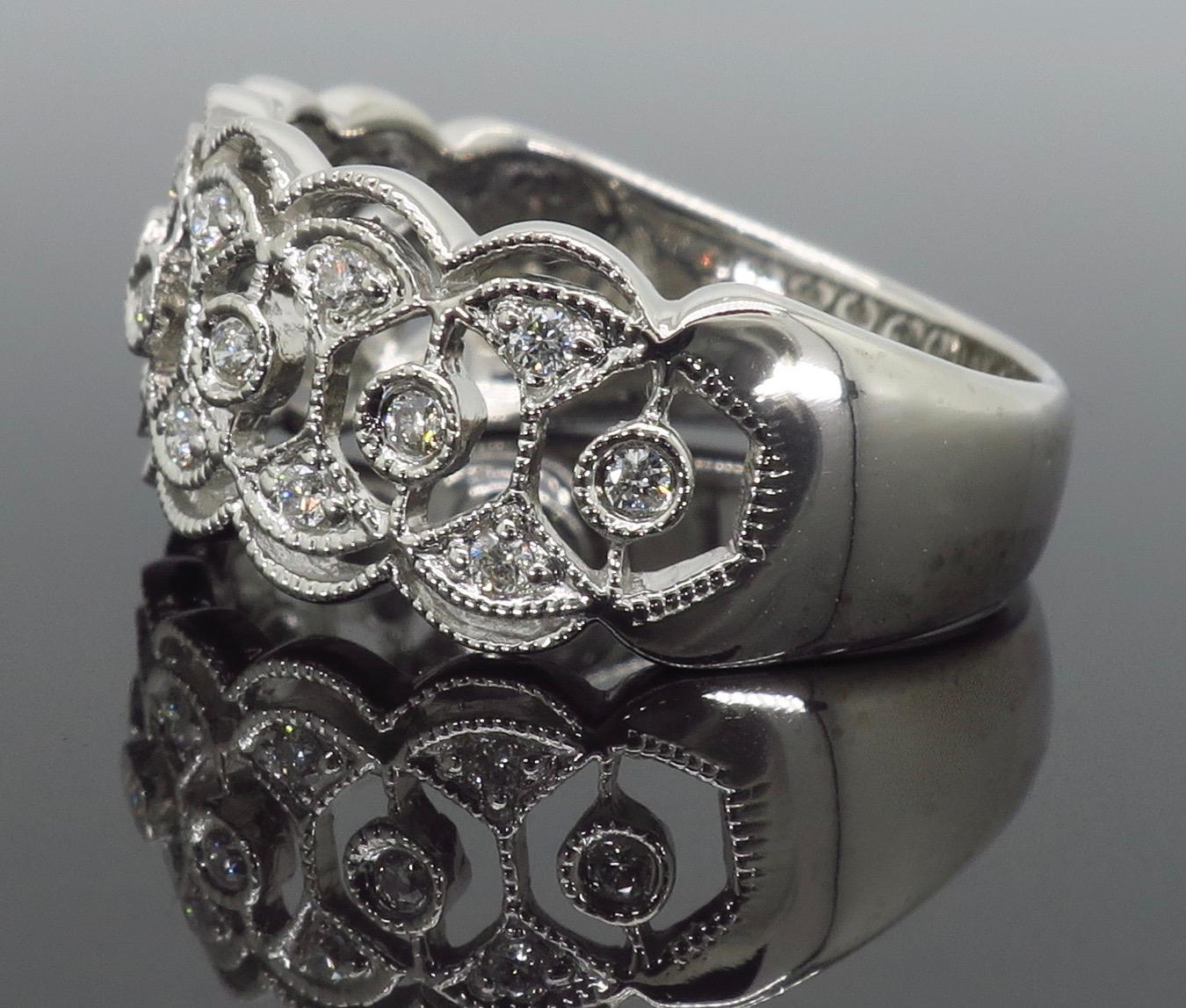 Women's or Men's Filigree Diamond Band Ring