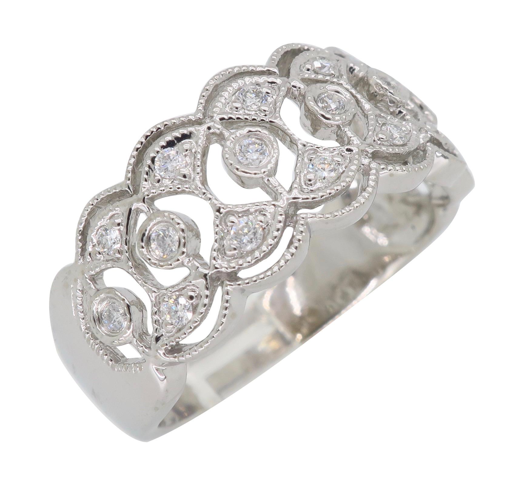 Filigree Diamond Band Ring 5