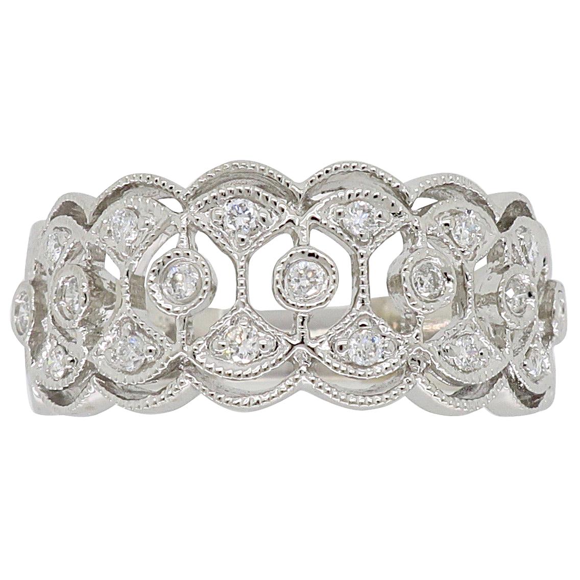 Filigree Diamond Band Ring