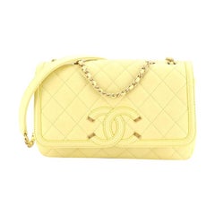 Filigree Flap Bag Quilted Caviar Small