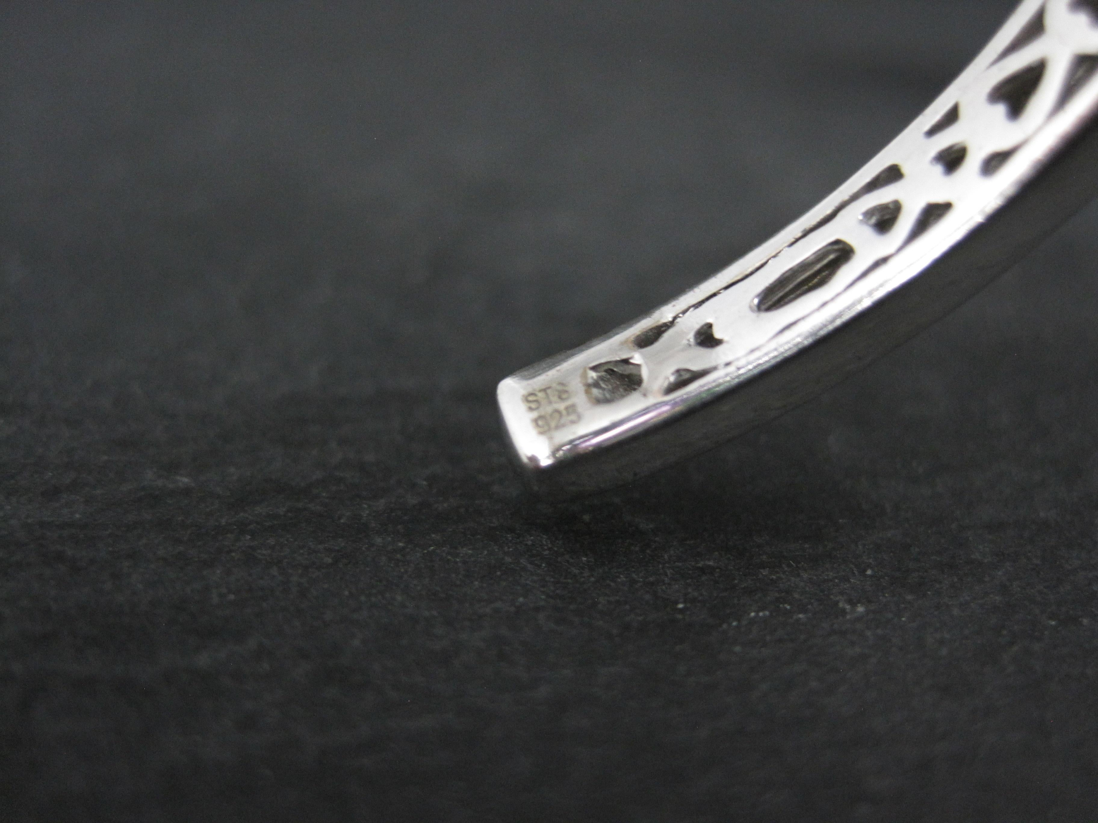 Filigree Gemstone Cuff Bracelet Sterling Silver 6.25
