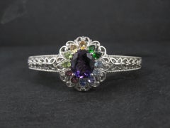 Bracciale con pietre preziose in filigrana A. Silver 6.25"