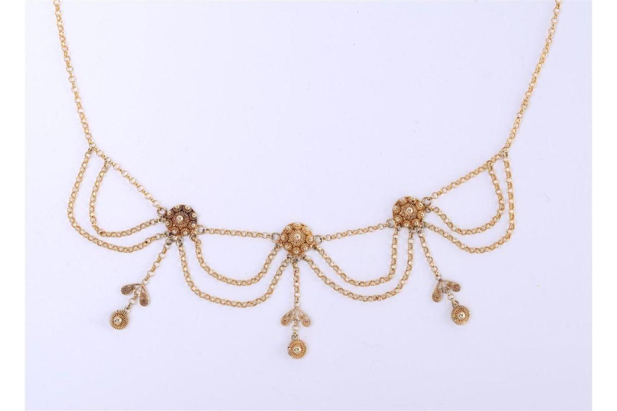 Filigree gold necklace, Netherlands, late 19th century. For Sale 1