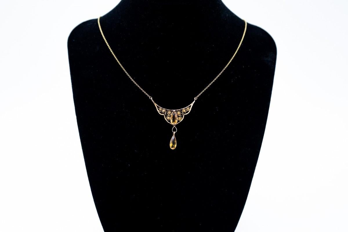 Art Nouveau Filigree gold necklace with citrines, Scandinavia, early 20th century. For Sale