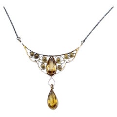 Filigree gold necklace with citrines, Scandinavia, early 20th century.