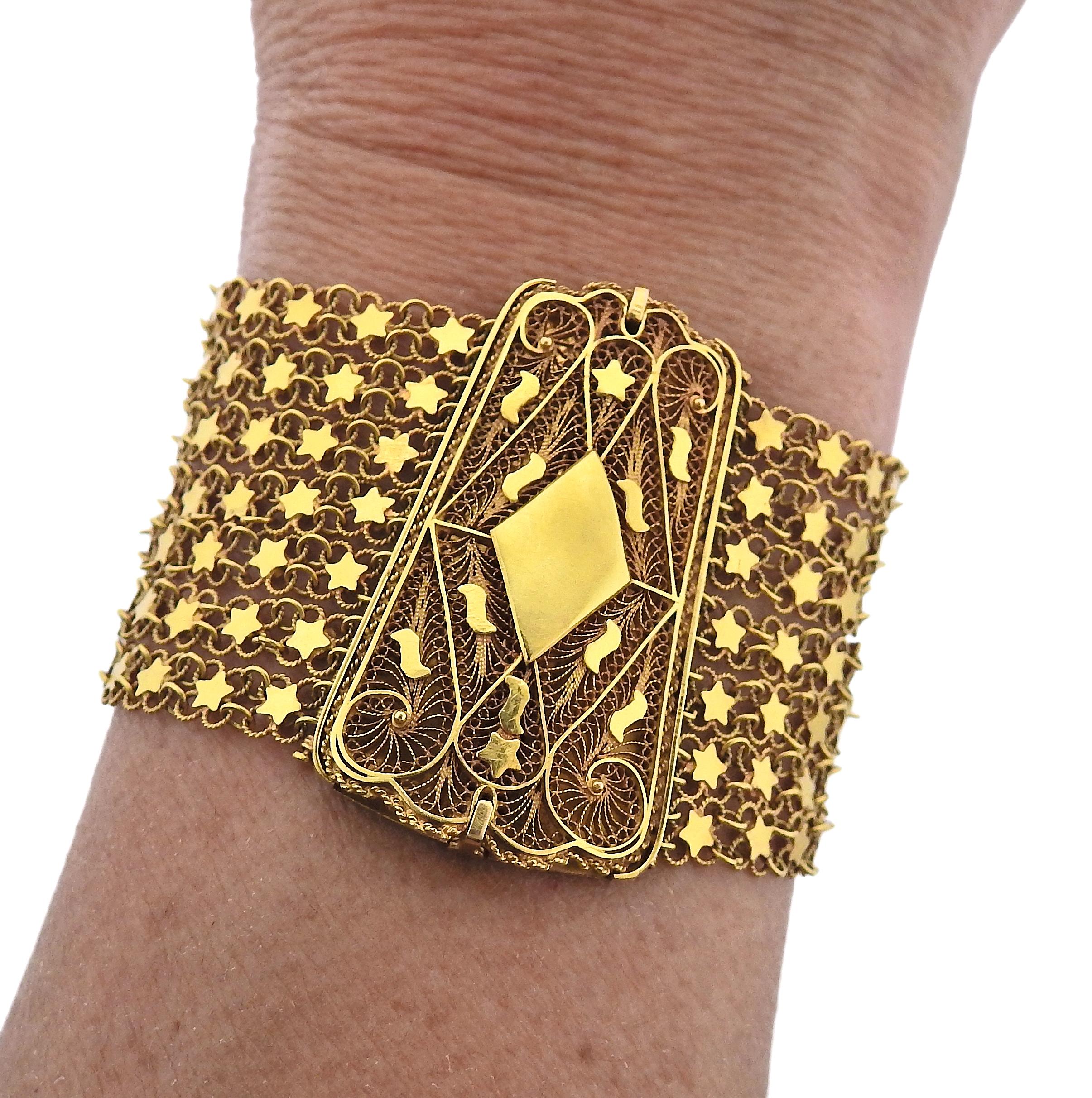 Filigree Gold Star Multi Row Bracelet 1