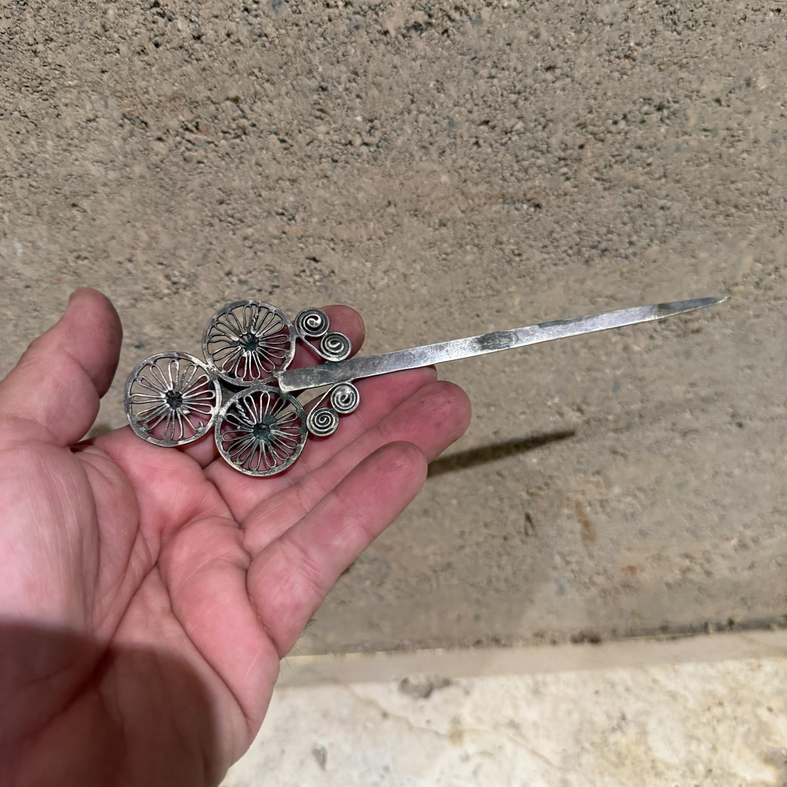 Silver Plate Filigree Hair Pin Bobby Pin Silver plated Letter Opener For Sale