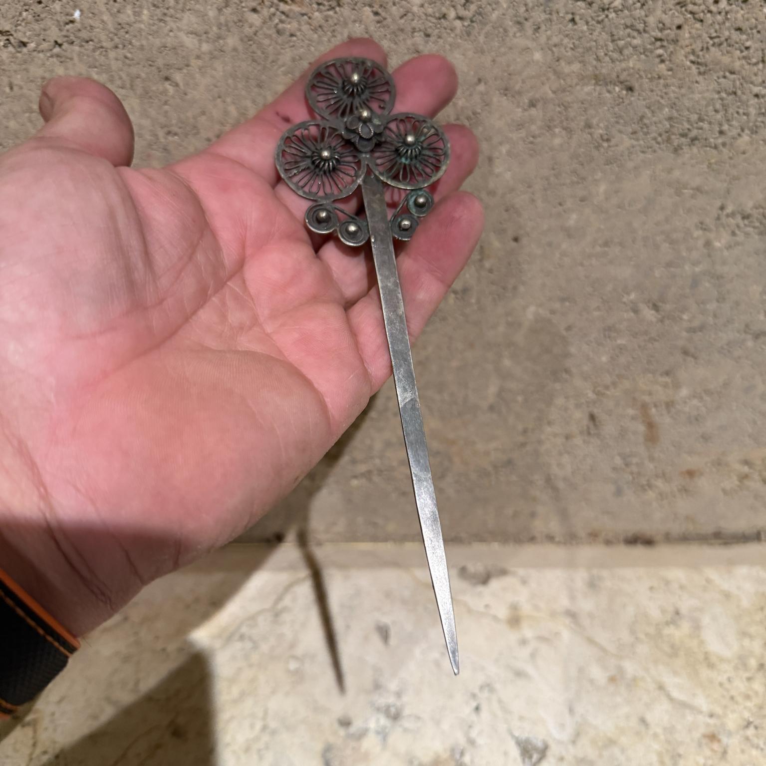 Filigree Hair Pin Bobby Pin Silver plated Letter Opener For Sale 1