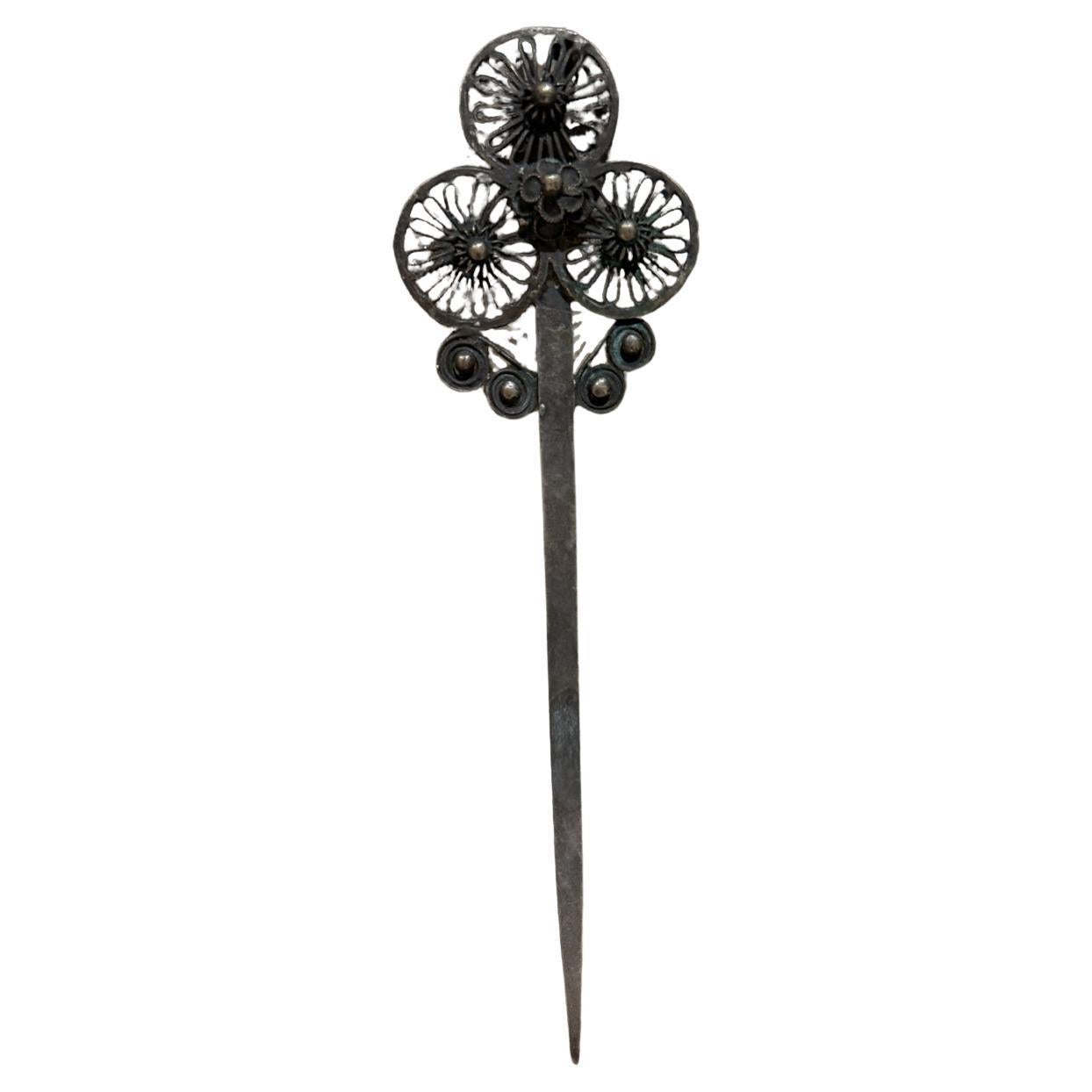 Filigree Hair Pin Bobby Pin Silver plated Letter Opener For Sale