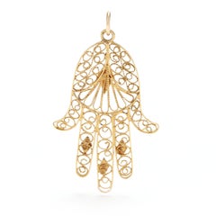 Hamsa breloque à main filigrane en or jaune 20 carats