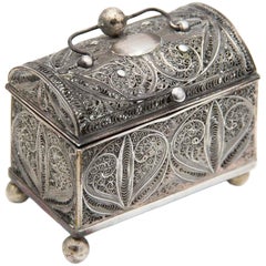 Filigree mesh silver jewelry box