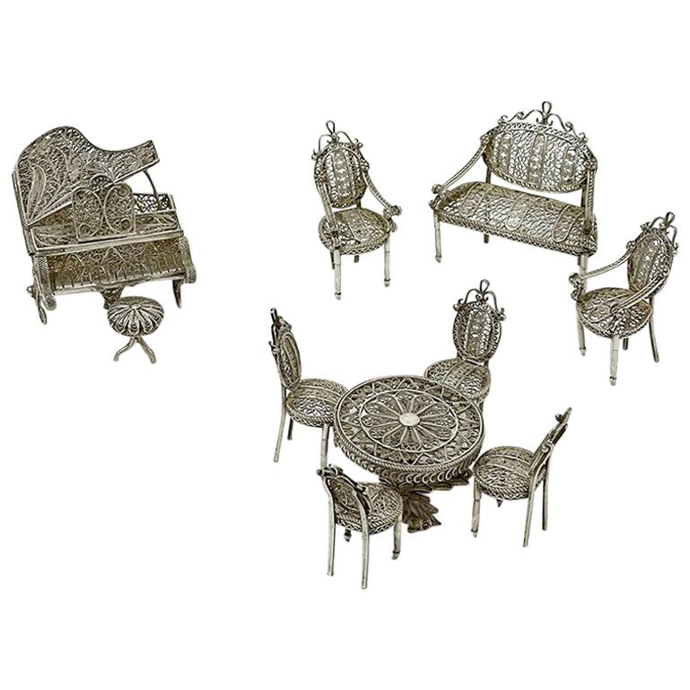 Filigree Miniature Furniture for a Doll's House For Sale