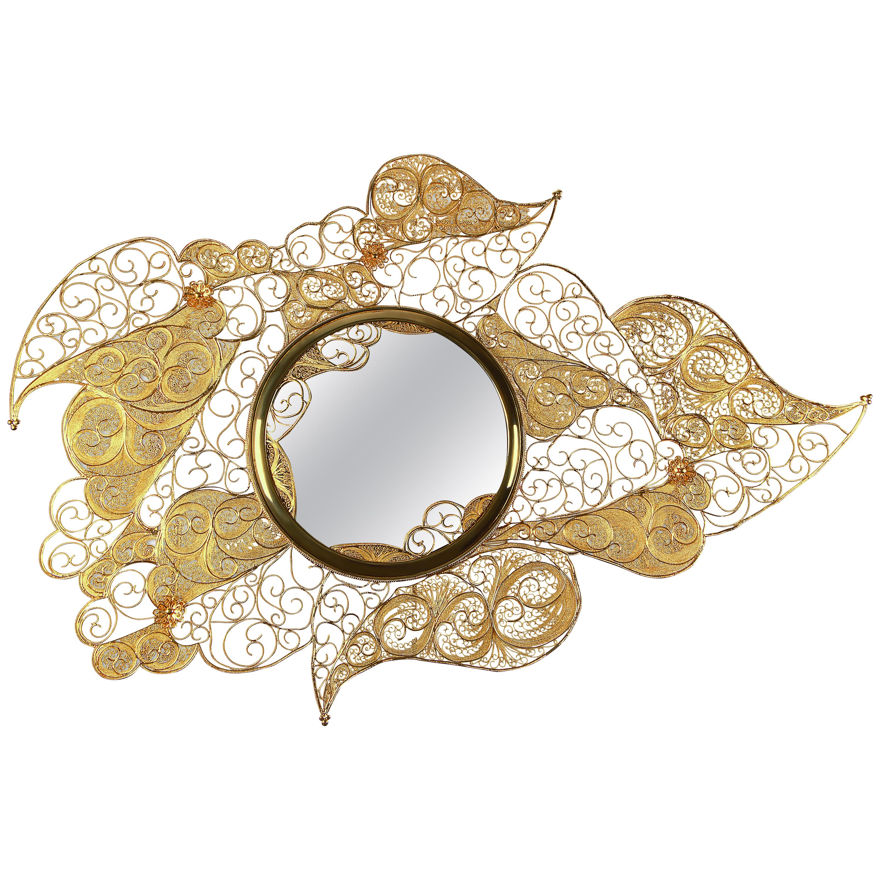 Filigree Mirror in Gold Plated Brass by Boca do Lobo For Sale