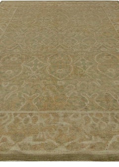 "Filigree" Modern Tabriz Warm Tan With Light Beige Carpet by Doris Leslie Blau