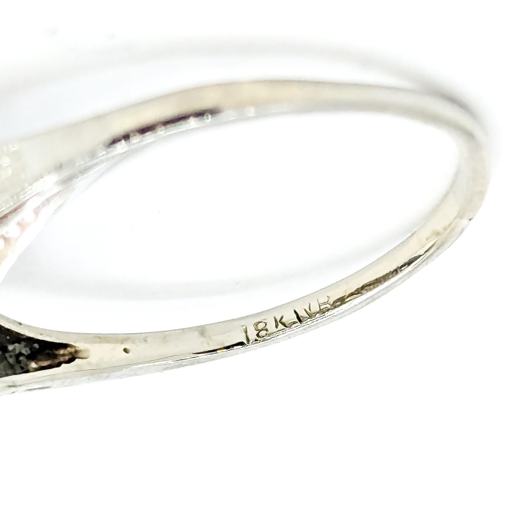 Filigrana Anillo de compromiso de diamantes talla europea antigua en oro blanco de 18k en venta 4