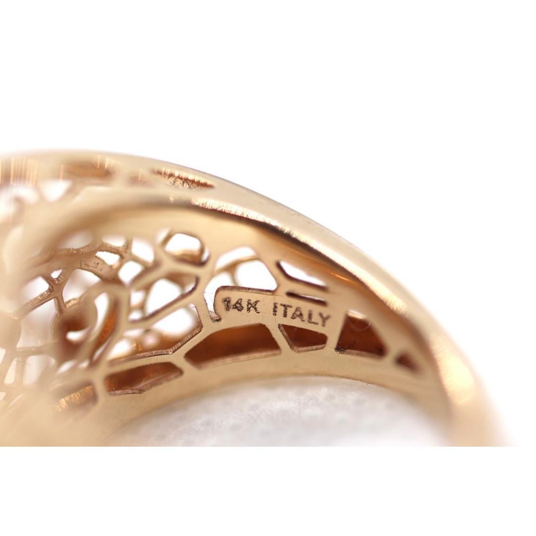 Anello Filigrana Signet Hollow. Anello in oro rosa 14k. Fascia di fiori di rosa. mignolo d'oro In condizioni buone in vendita a Port Charlotte, FL