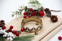 Filigree silver bottle rack with floral motifs & enamel arches