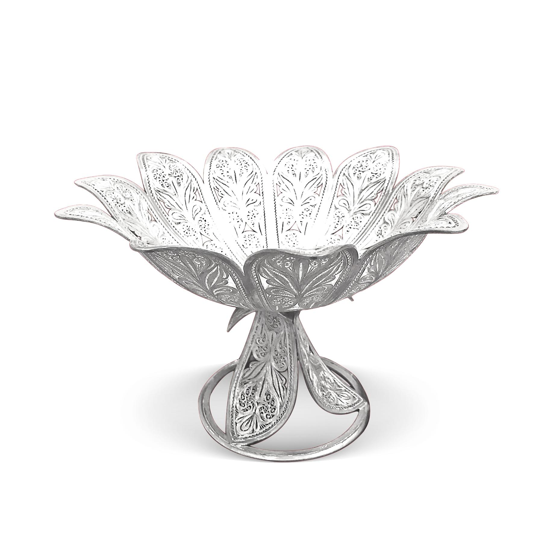 Ever imagined possessing a silver bowl delicate, beautifully designed and strong for in-house purposes and aesthetic purposes.This Filigree silver piece was carefully hand carved by the best craftsmen in Zanjan, Iran, one of the best places to make