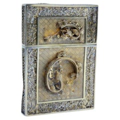 Filigree silver card case with Asian motifs and traces of gold