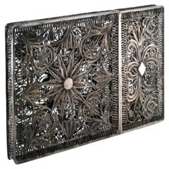 Filigree silver cartoneira with removable lid