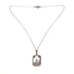 Pendentif de verre camphré en filigrane en argent sterling avec chaîne