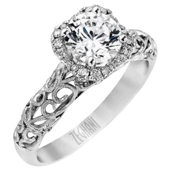 Filigree White Gold Engagement Mounting For Sale