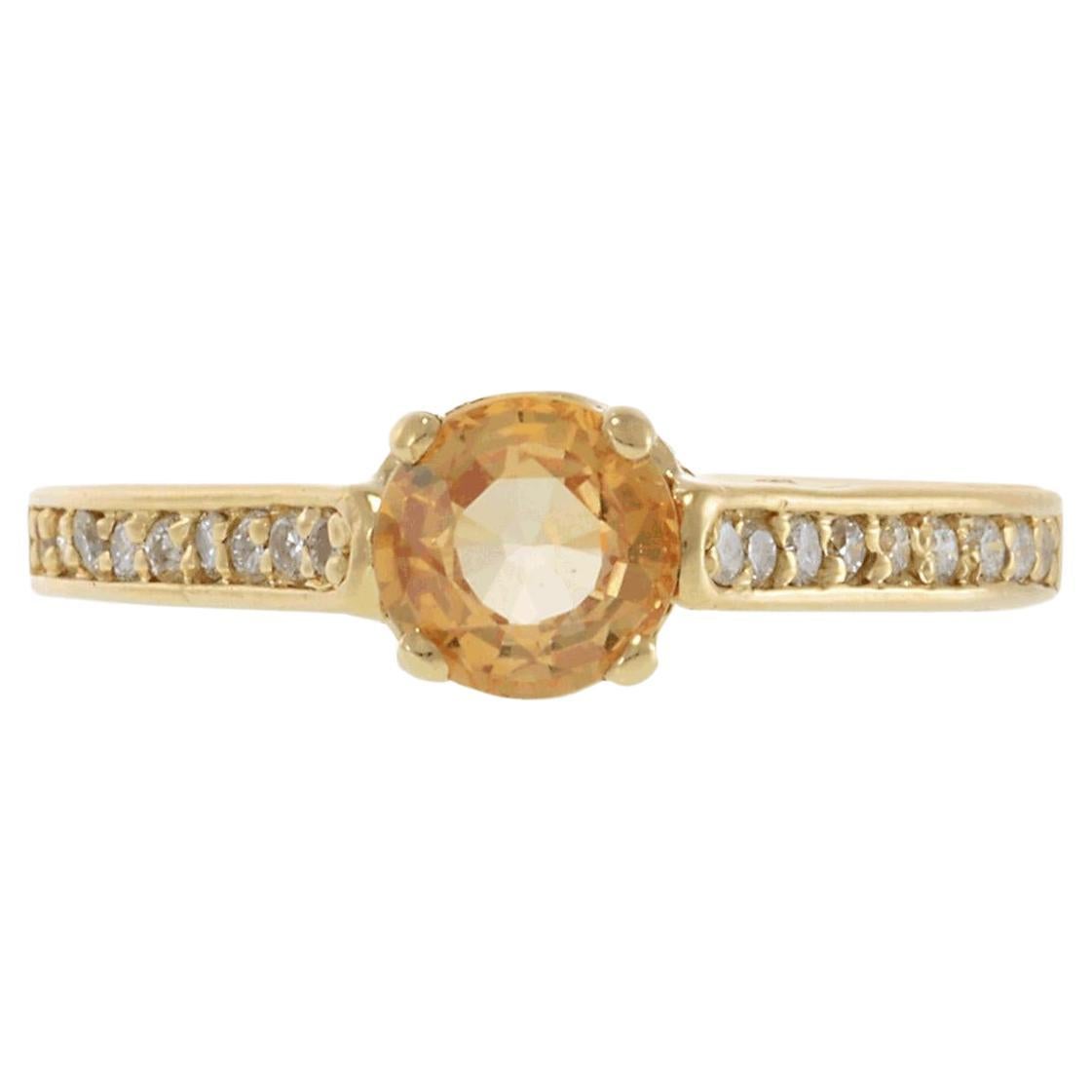 Anello in filigrana con zaffiro giallo e diamante in oro giallo 14KT in vendita