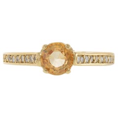 Anello in filigrana con zaffiro giallo e diamante in oro giallo 14KT