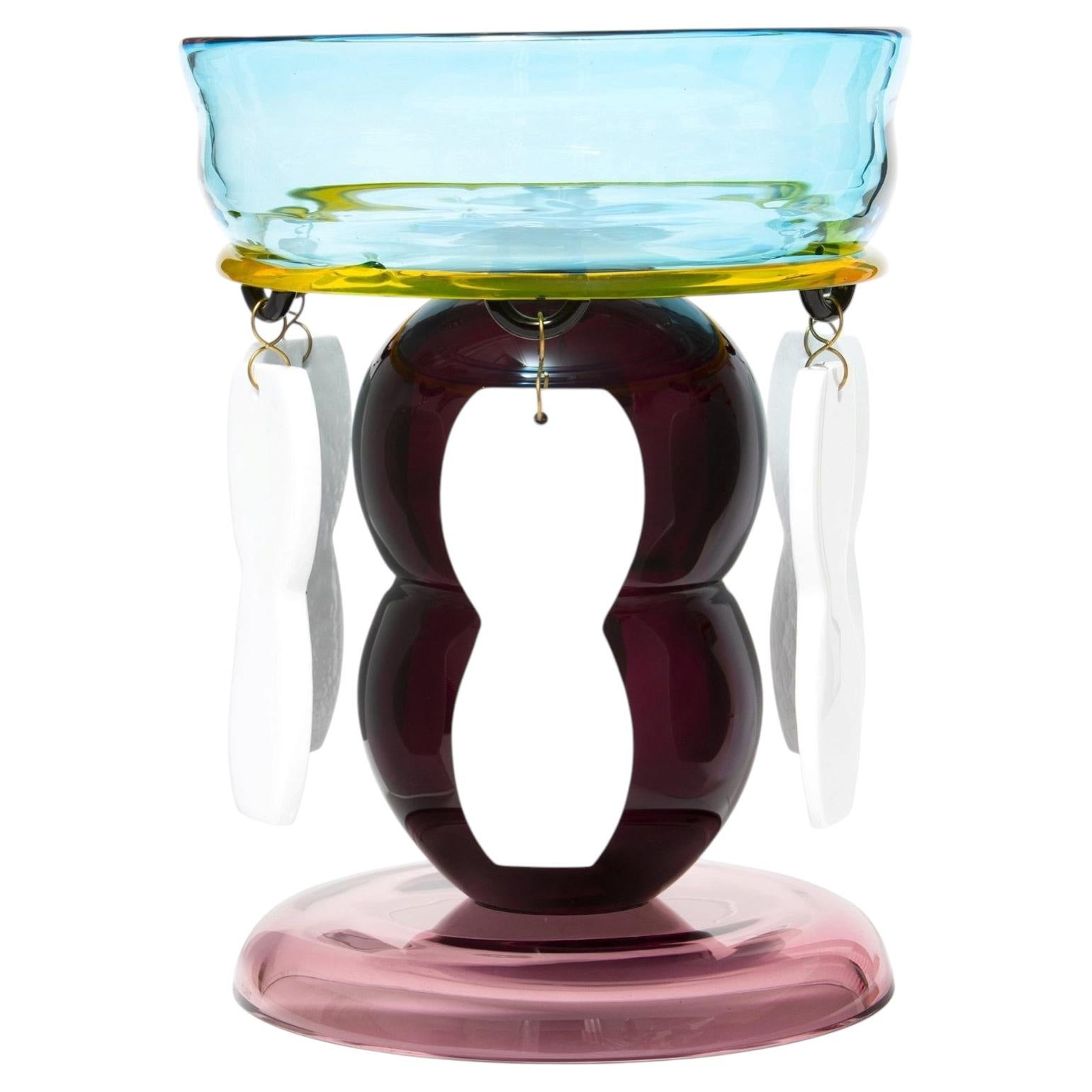 Fililla Vase by Ettore Sottsass, Hand-Blown Murano Glass, Memphis 1986, Italy For Sale