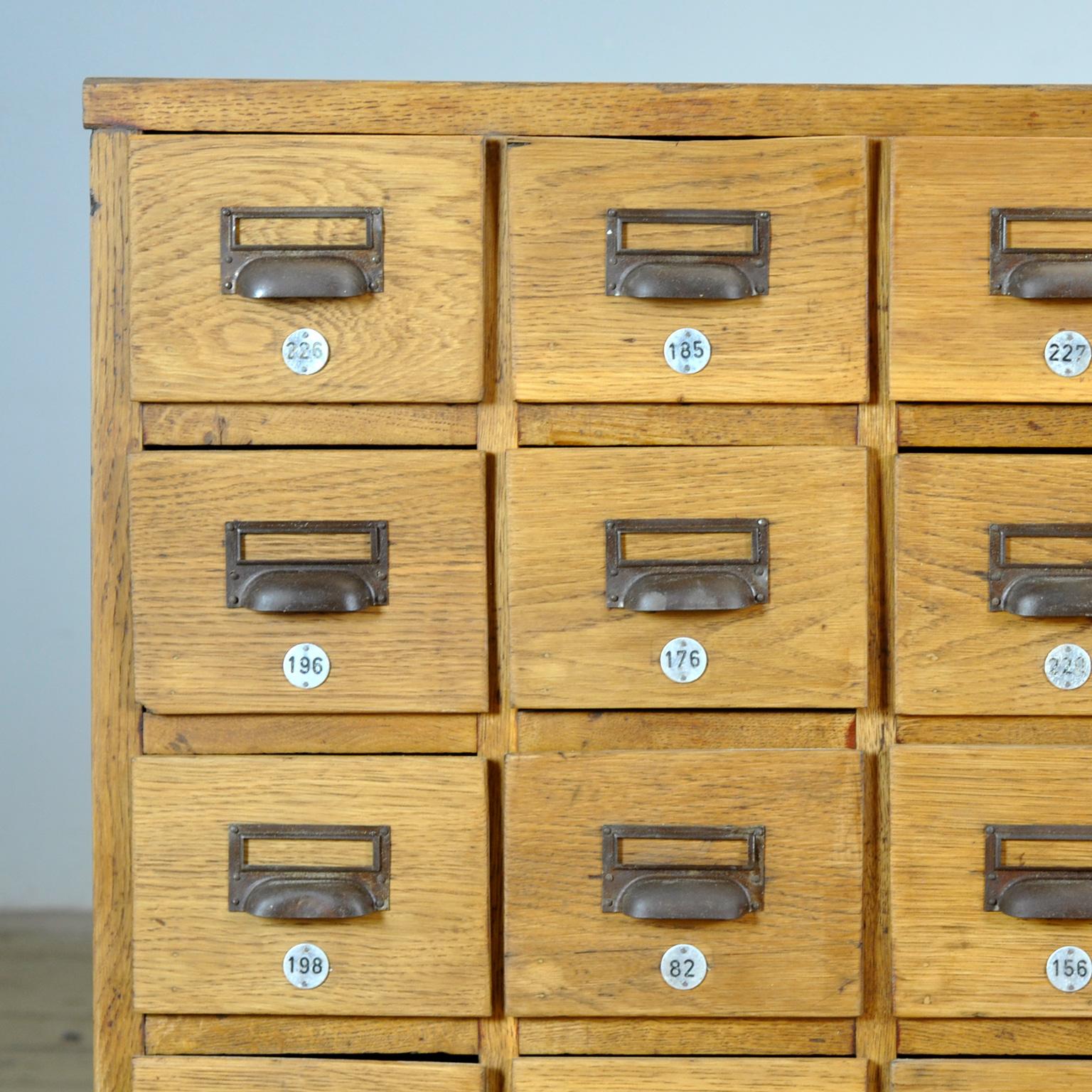 Oak filing cabinet, 1930s For Sale