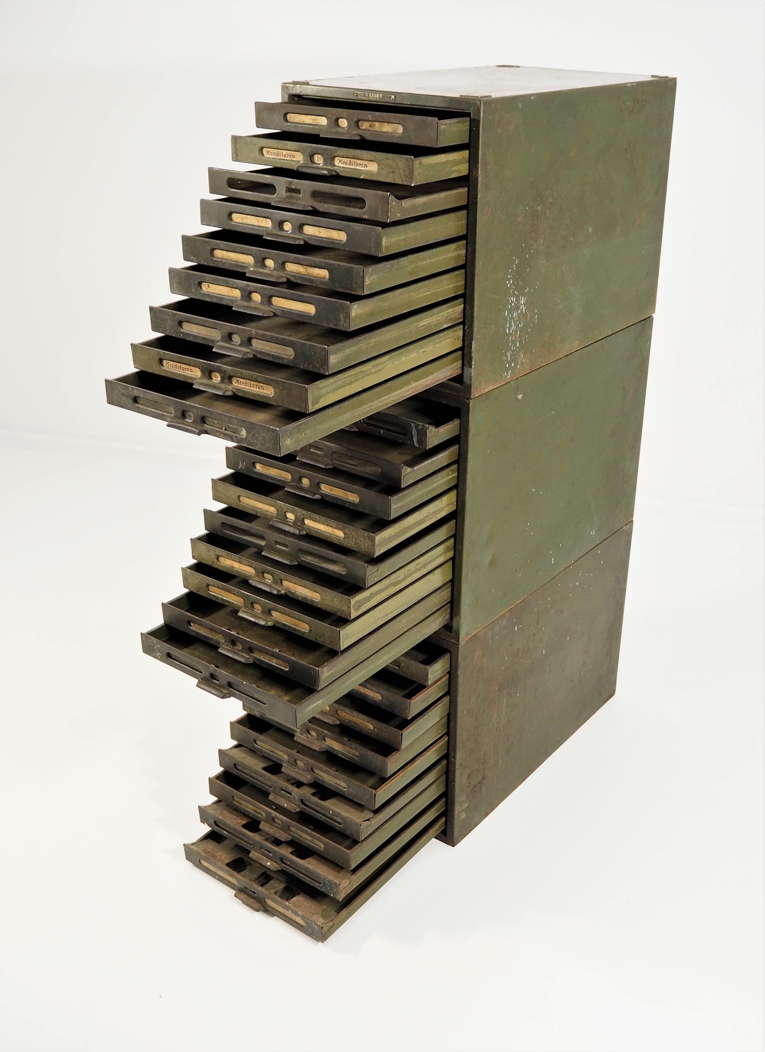 Filing cabinet from Kardex, 1960s, set of 3. Original condition.