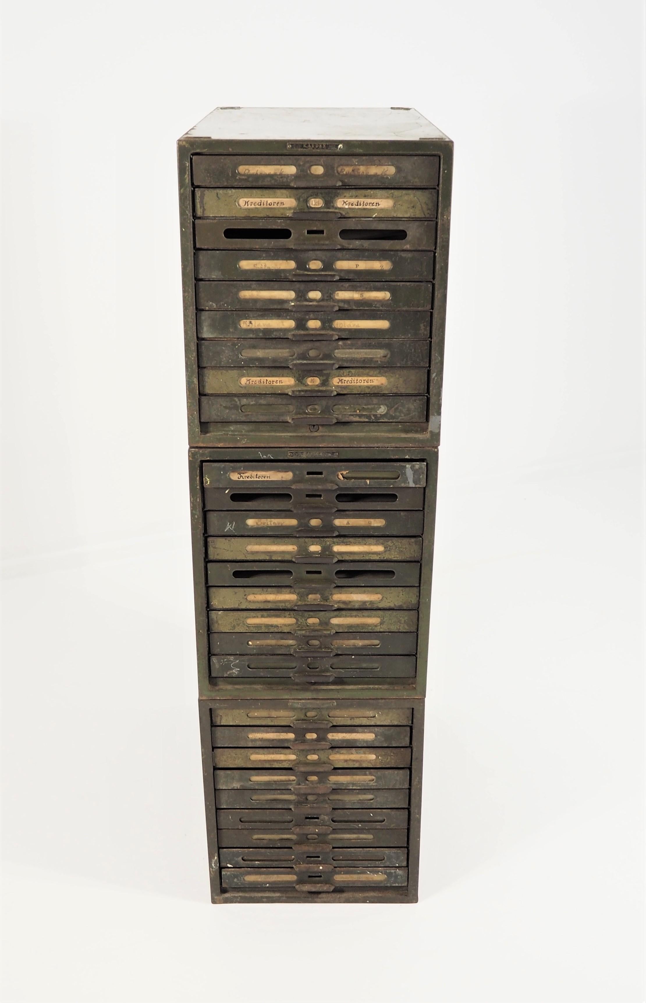 European Filing Cabinet from Kardex, 1960s, Set of 3