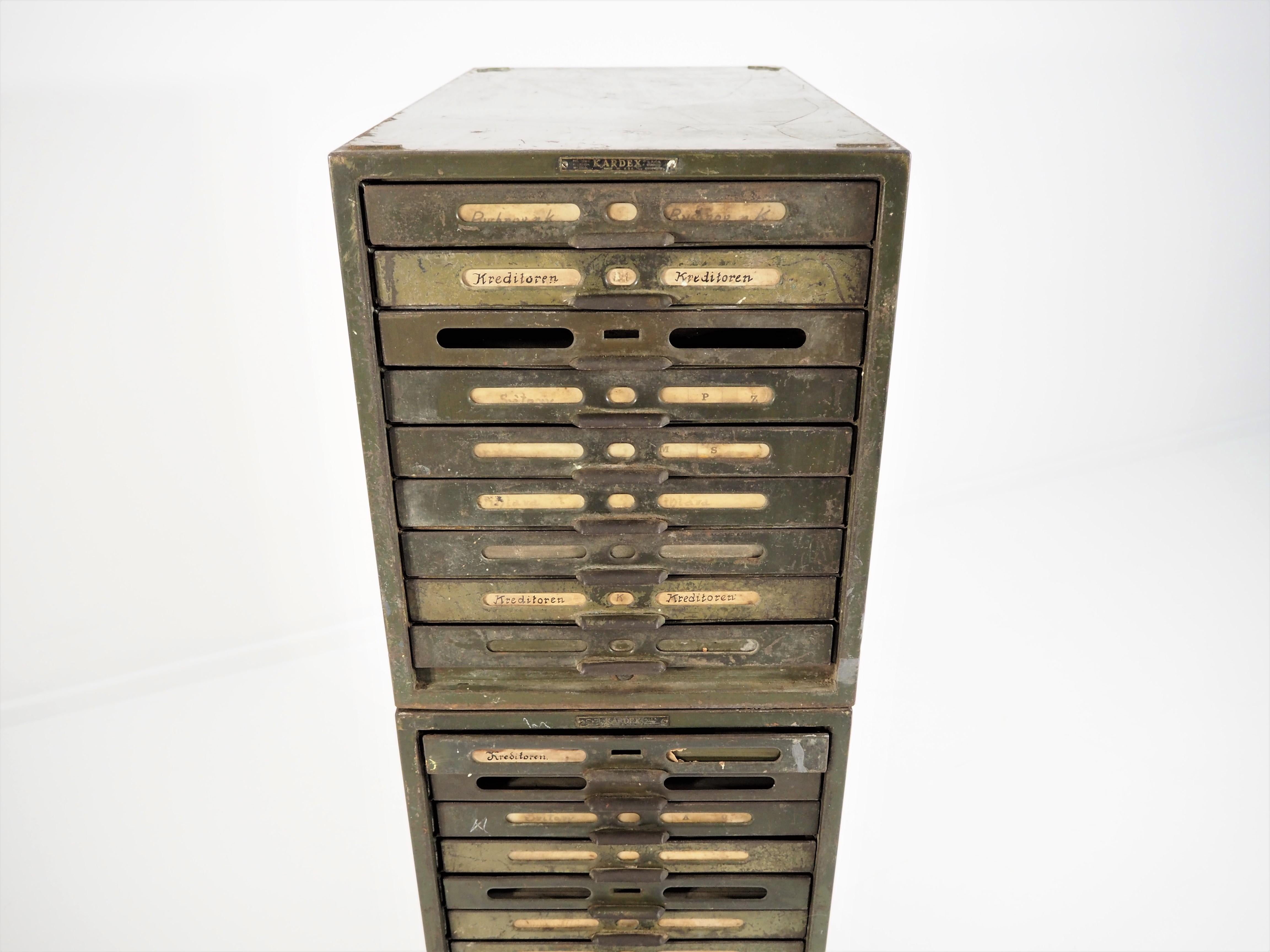 Filing Cabinet from Kardex, 1960s, Set of 3 In Distressed Condition In Bielsko Biala, slaskie