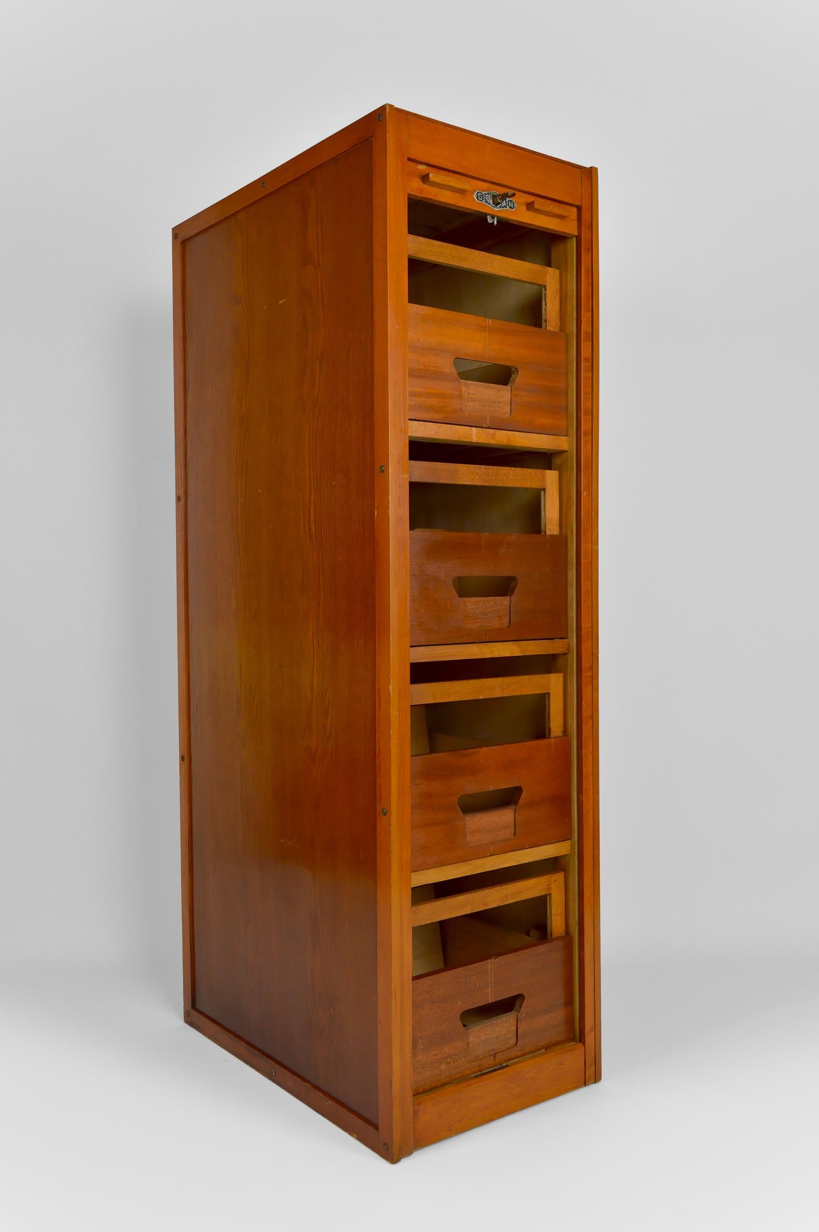 Industrial Filing Cabinet with Drawers by G. M. Radia, France, circa 1920 For Sale